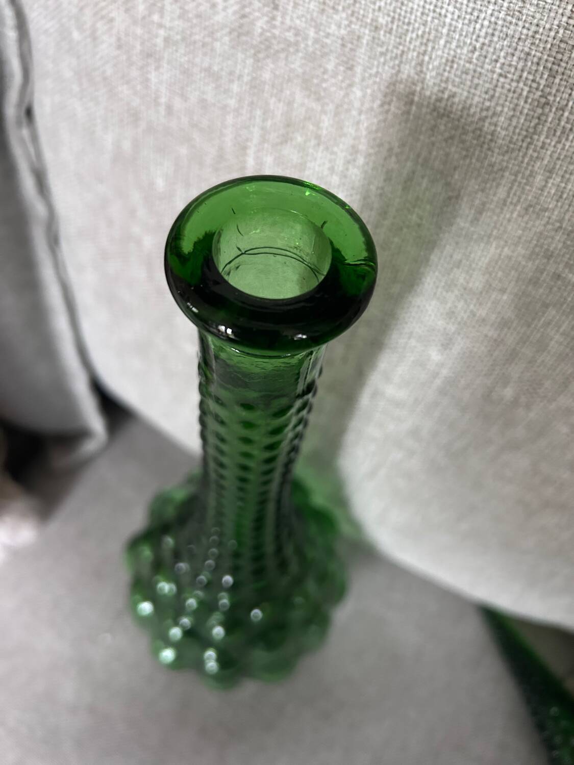Vintage green glass Italian carafe