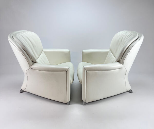 Ensemble de 2 fauteuils Leolux Excalibur blancs de Jan Armgardt, années 1990