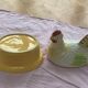 Terrine hen slurry in vintage glazed ceramic