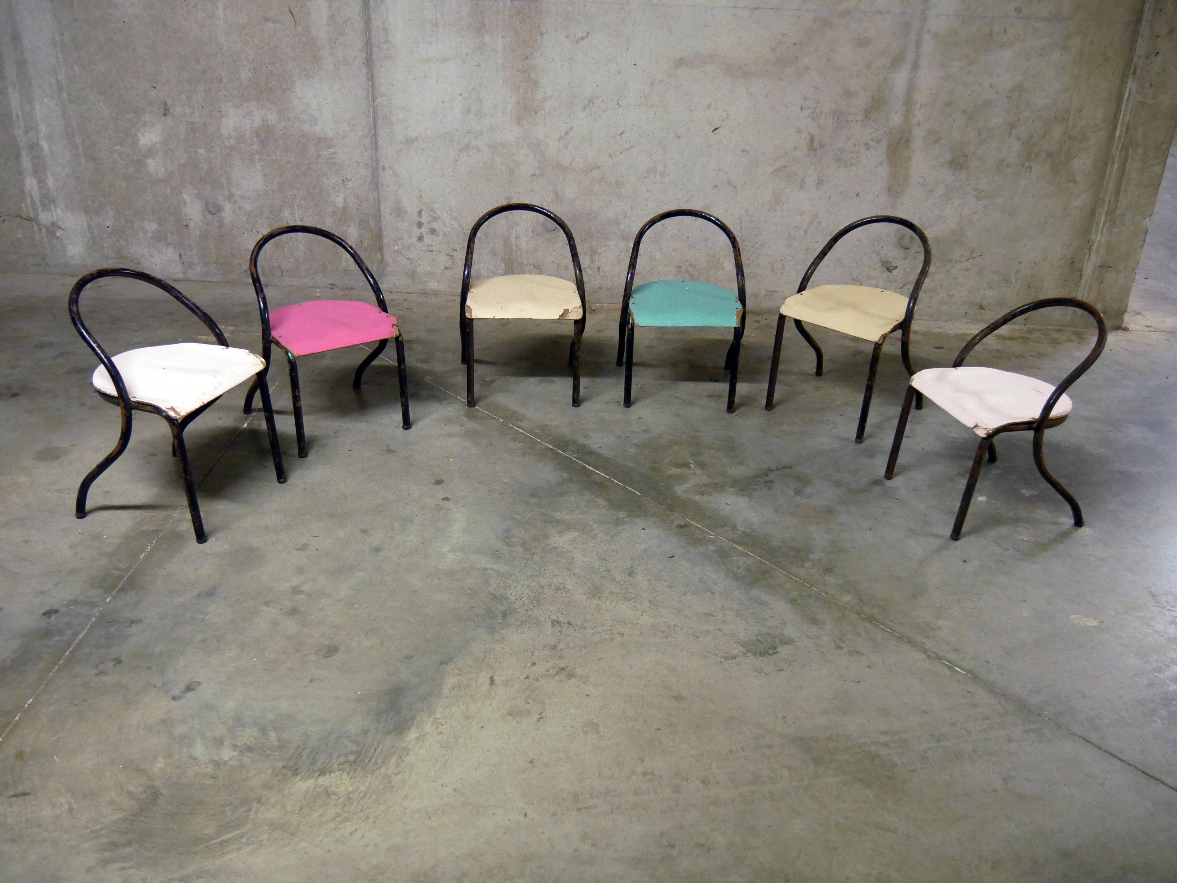 Série de 6 chaises enfant style Hitier - Vintage 1940 1950
