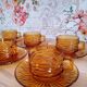 Lot of 6 coffee cups and vintage smoked orange subcups