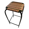 Hand-woven metal bar stool in colored ropes