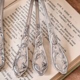 6 small spoons, silver metal 5gr, mix of 2 models, art nouveau style