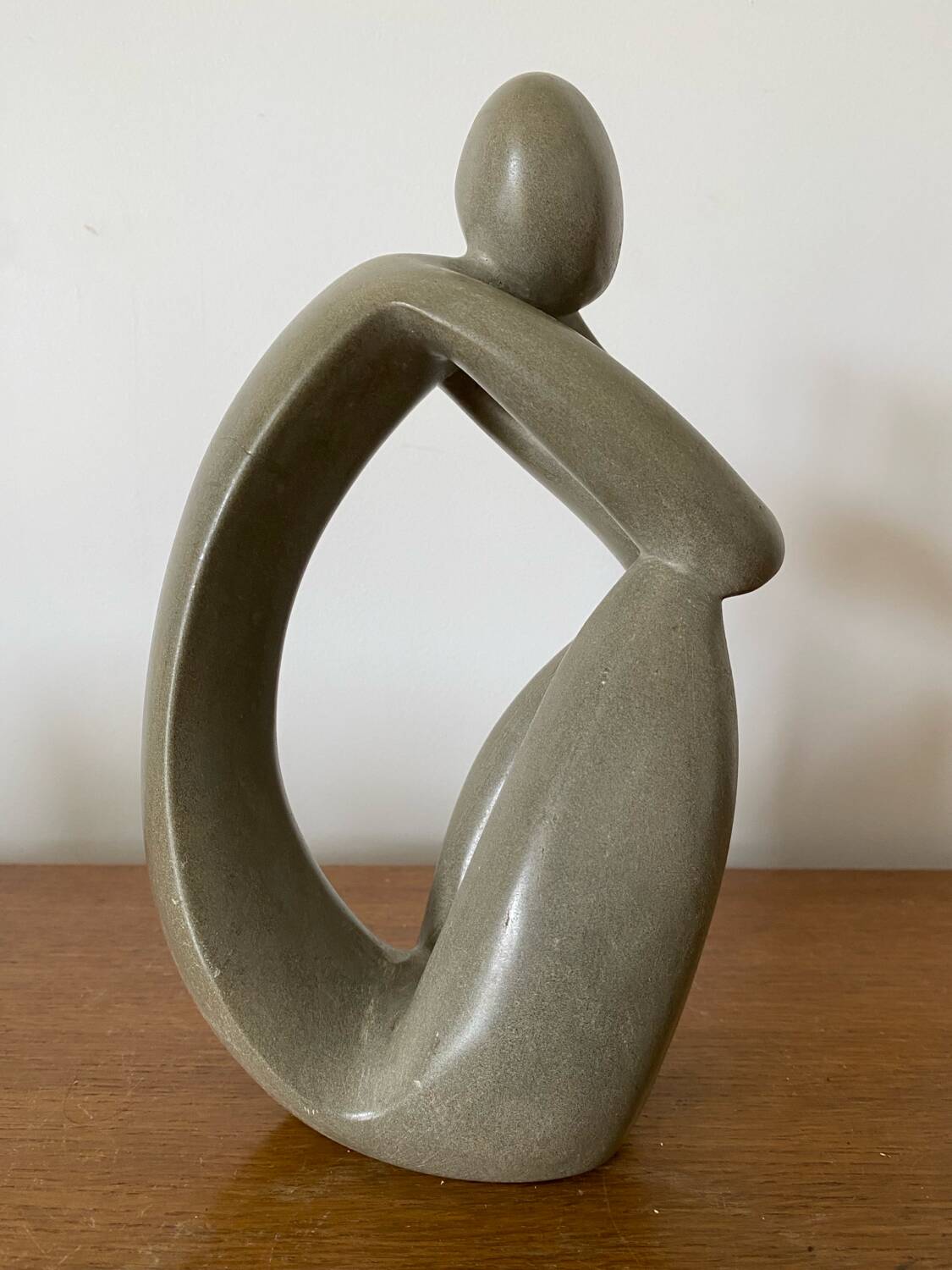 Antique JJ AUGUSTE Style Steatite Sculpture Grey Design Decoration