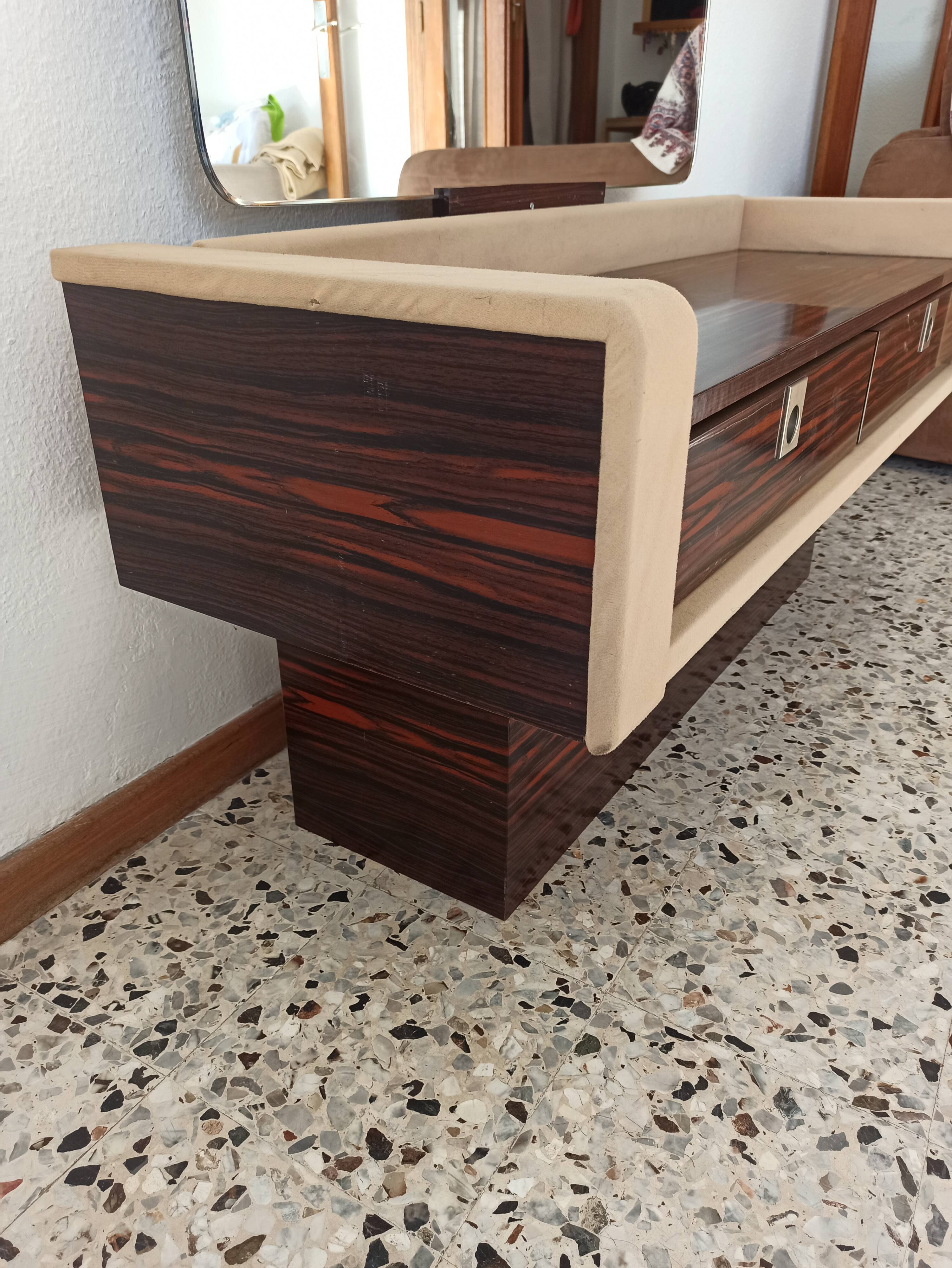 Ebony veneer dressing table with mirror, 1970s