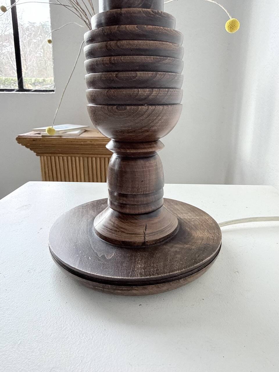 1940s Art Deco oak desk lamp