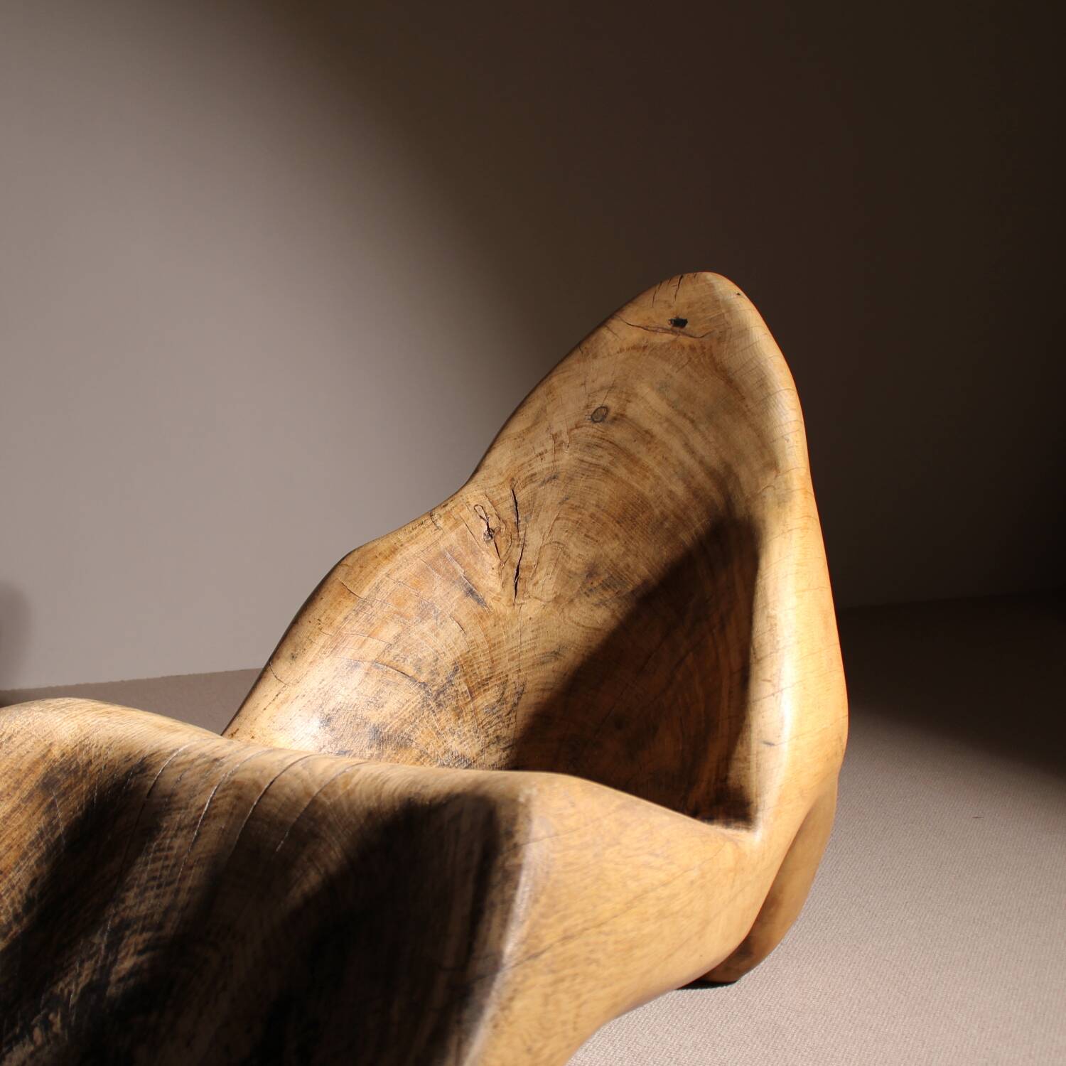 Brutalist Chaise Longue – Lounge Chair in Solid Oak | Germany 1970s