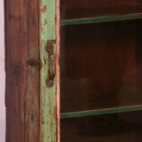 old Art Deco wall display case in original green teak