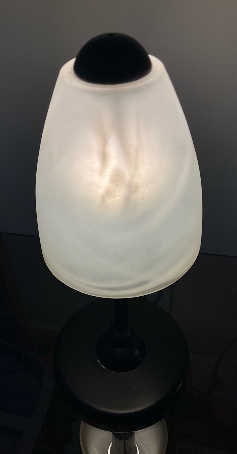 Vintage lamp from the 80s in black metal and glass paste