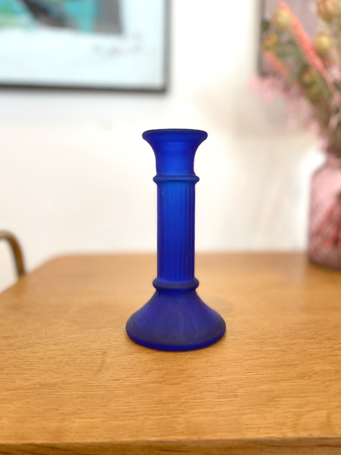 Polished glass candle holder