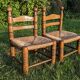Duo of brutalist straw-covered oak chairs 1940-1950 # Charles Dudouyt