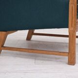 1970s, Danish high back armchair, furniture wool, solid oak wood.