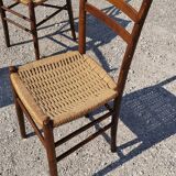 Set of 4 wooden chairs and rope