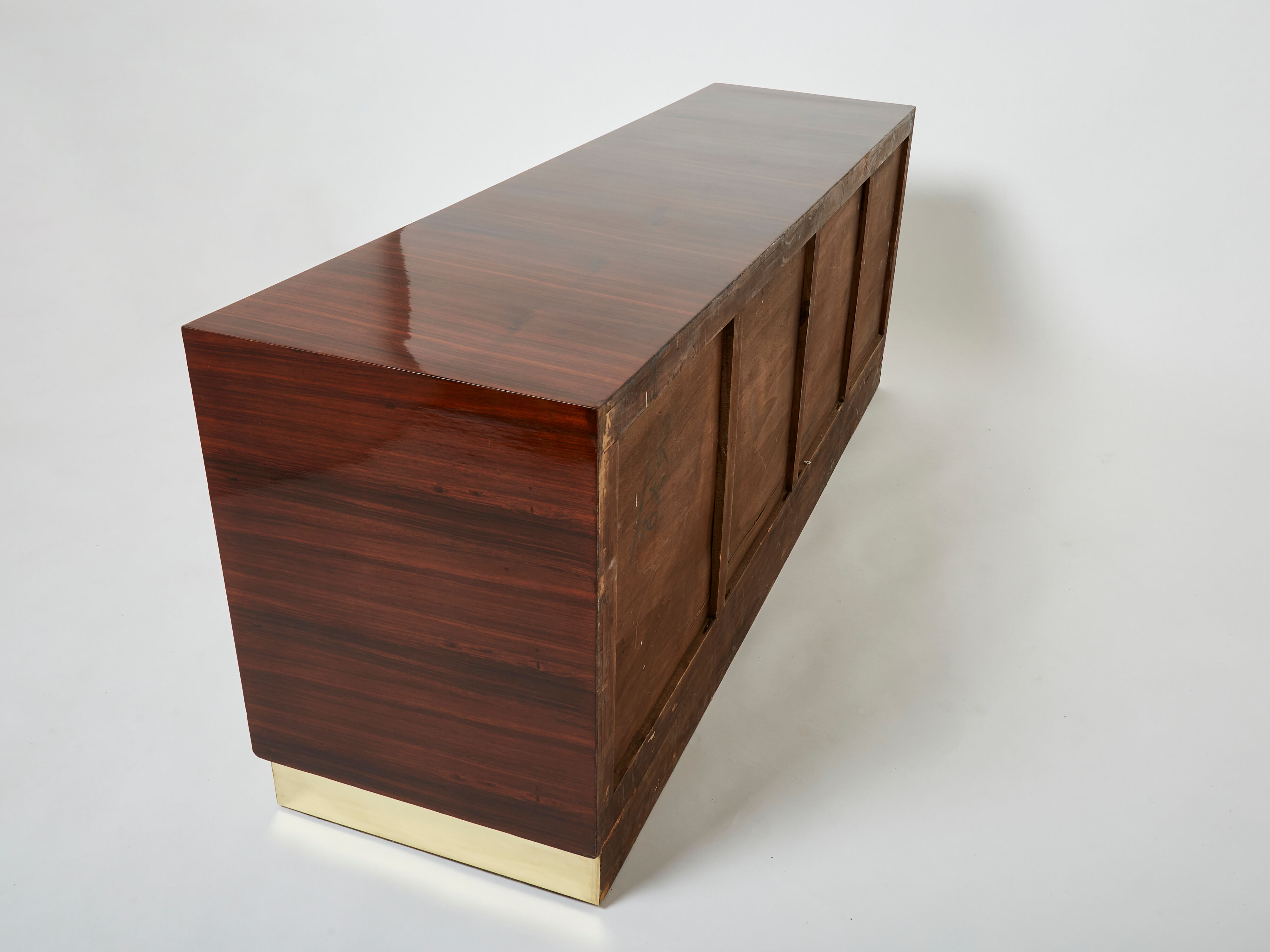 Italian chest of drawers in rosewood and brass ISA Bergamo 1950