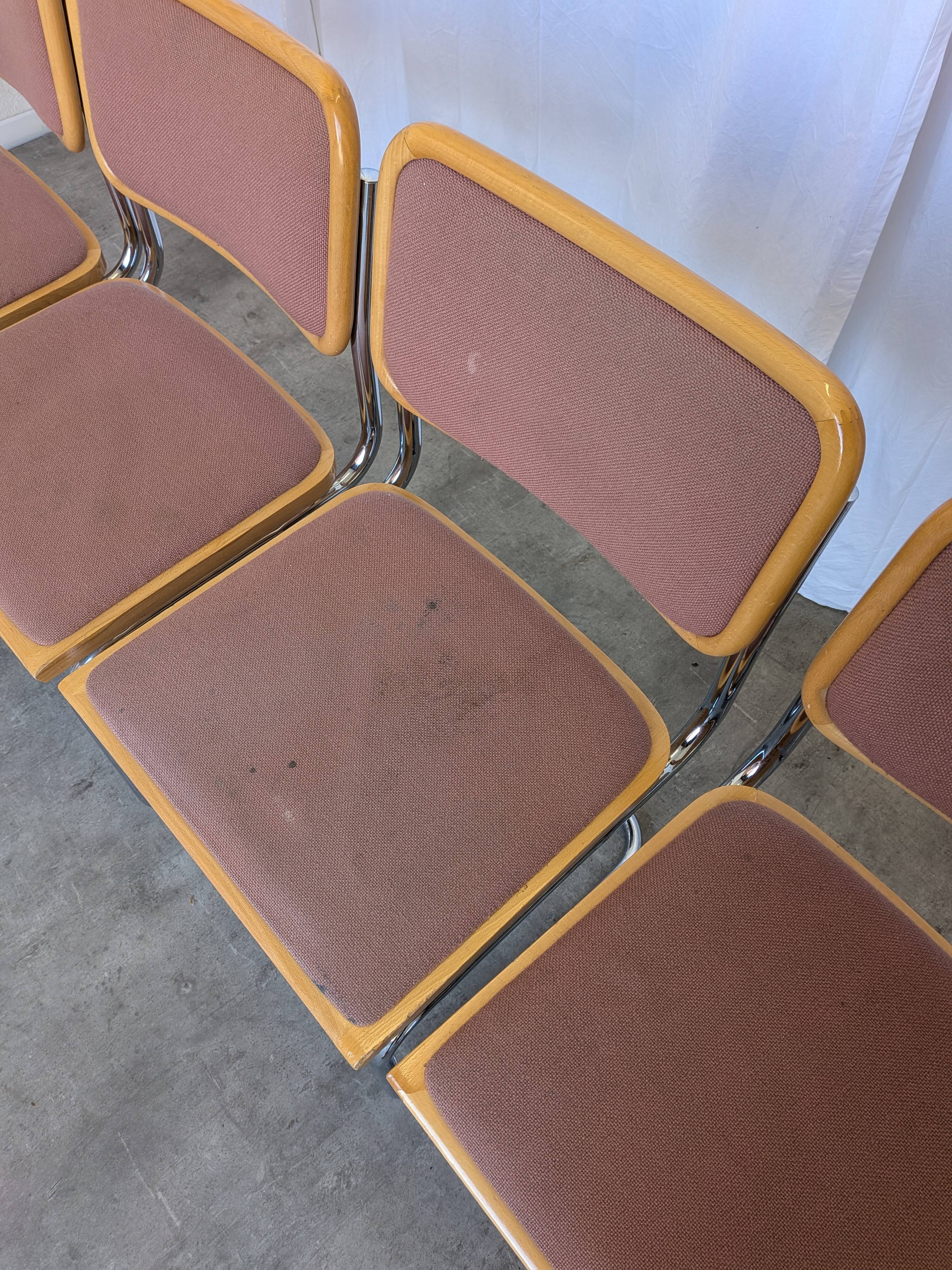 Set of 6 vintage cesca style cantilever dining chairs by bene, austria