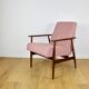 Fauteuil « Lis », années 1970, bouclé rose, design de Henryk Lis