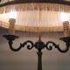 Empire style hot water bottle lamp with fabric lampshade / vintage 50-60s