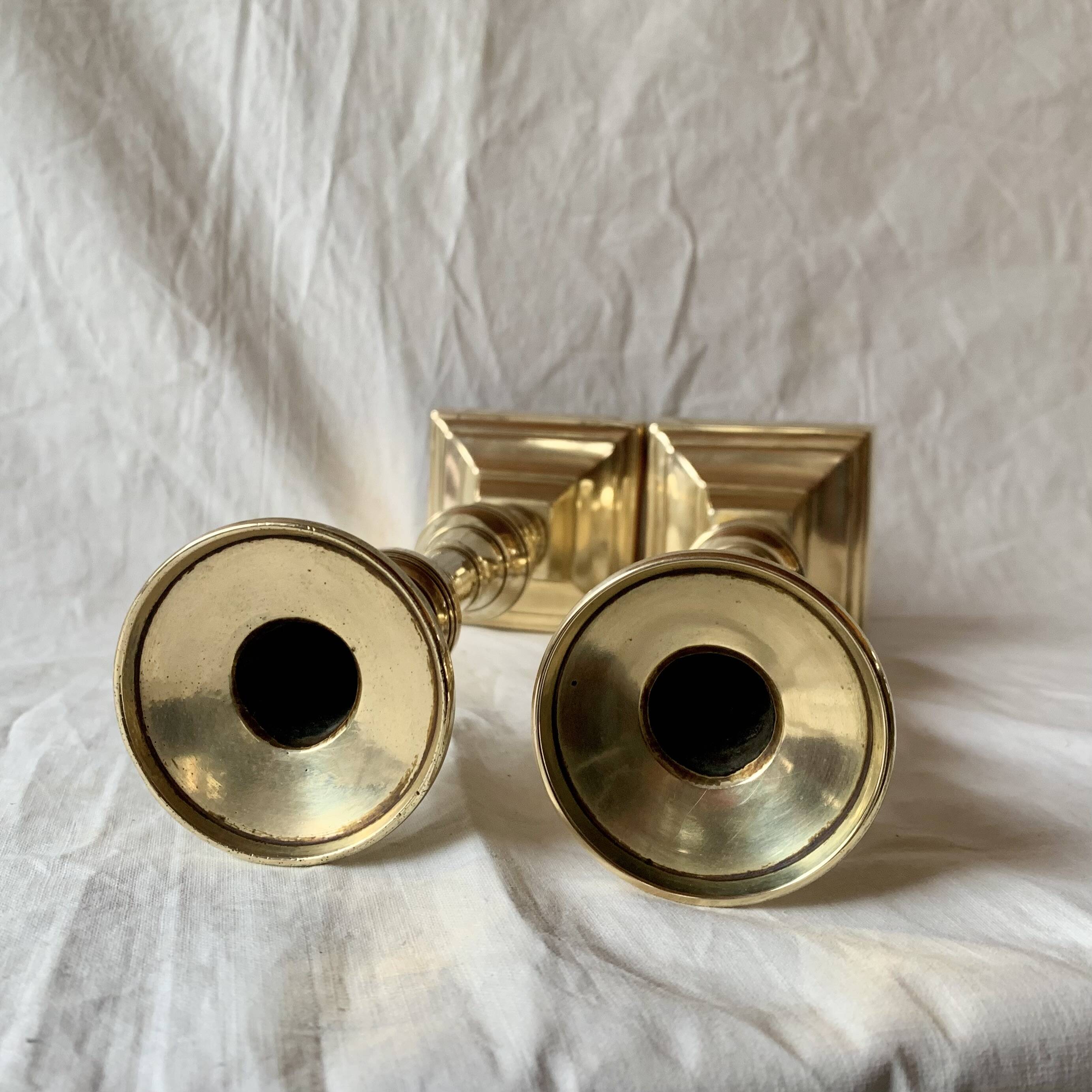Pair of antique brass candlesticks