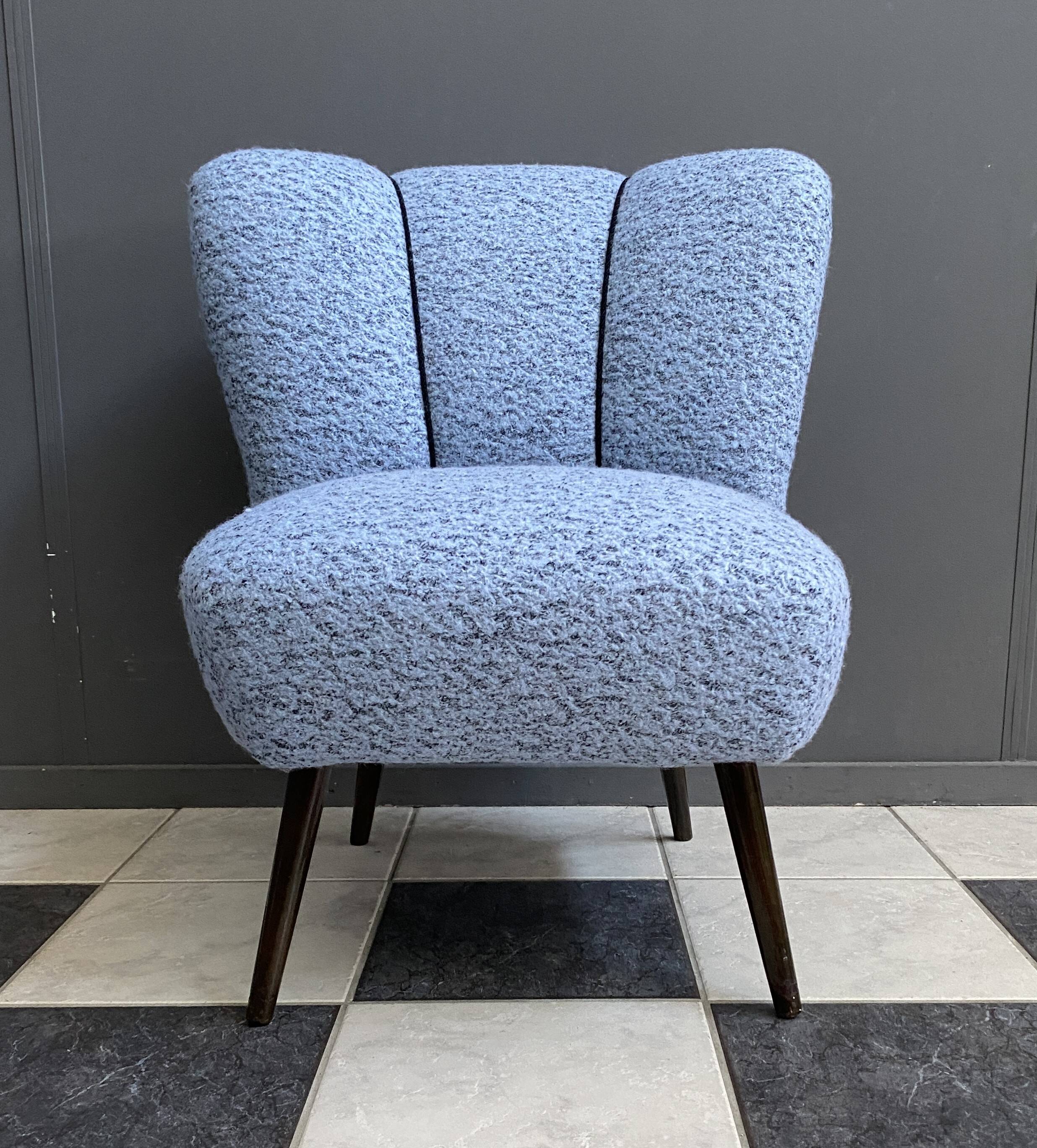 Blue wool cocktail chair 1960s