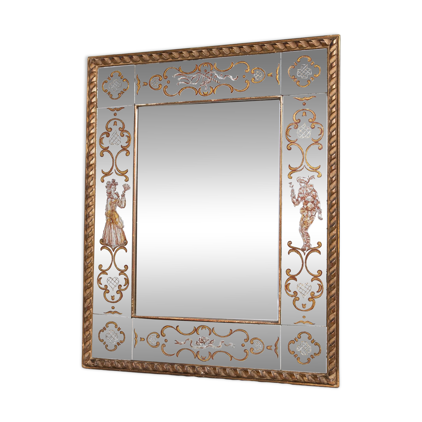 Miroir italien en verre églomisé, à parecloses, début XXe siècle