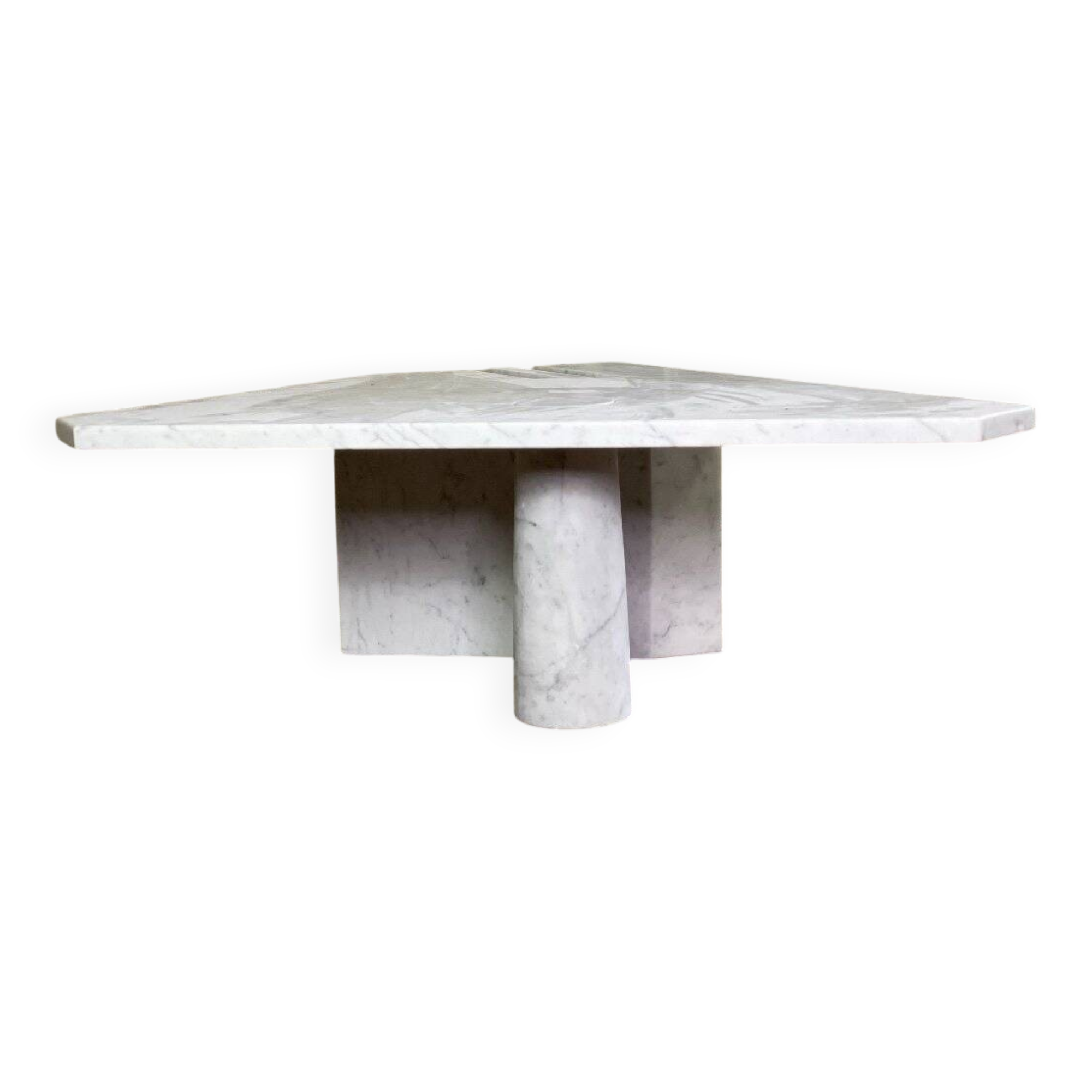Postmodernist table in Carrara marble