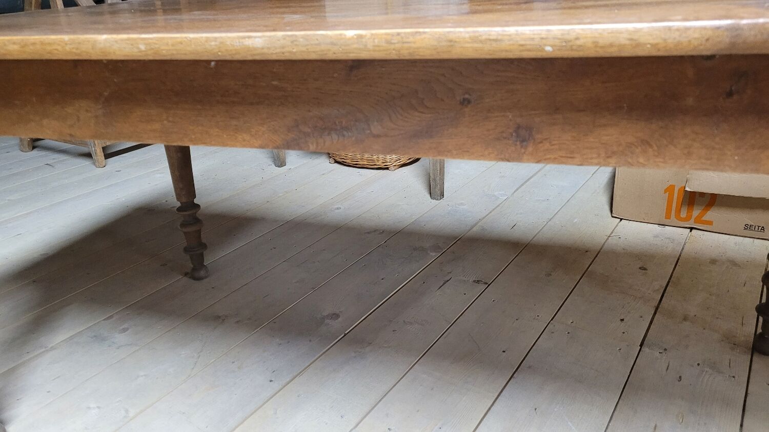Table de bistrot restaurant en chêne massif ancienne, 1900s -1m53