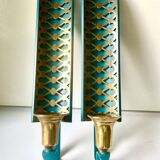 Swedish Grace Pair of Wall Candle holders Sconces in painted metal & b