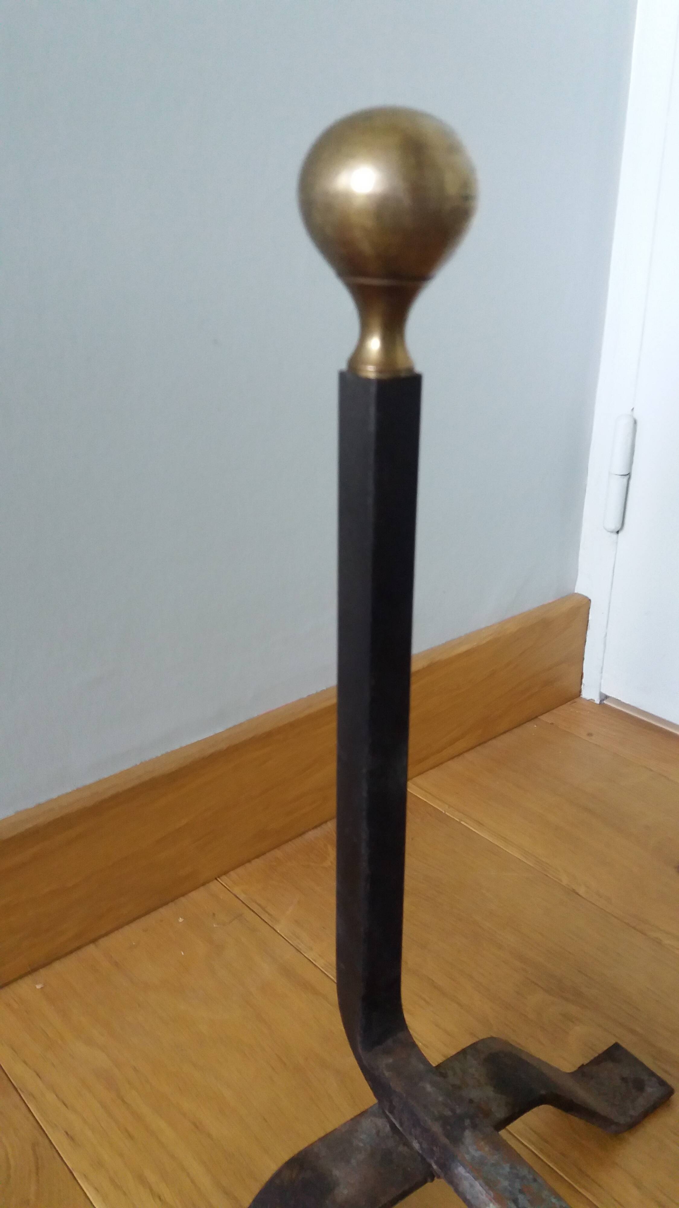 Chenets de cheminée tête laiton ou bronze