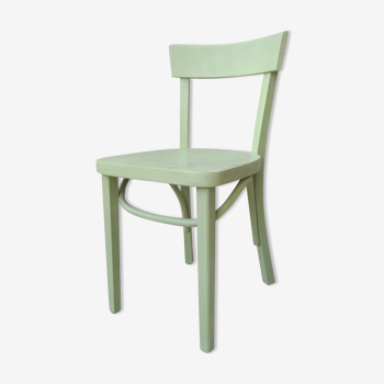 Old bistro chair green curved wood