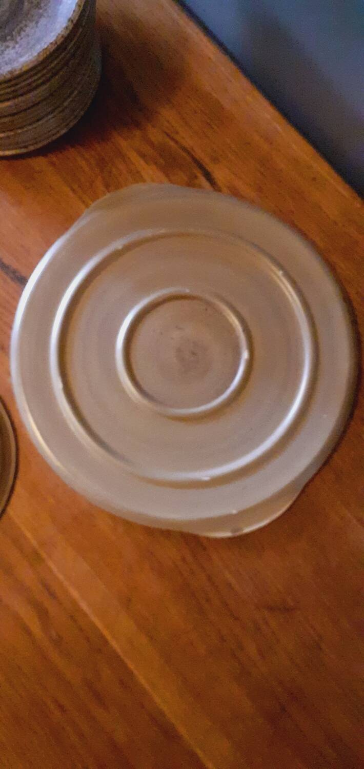 Dessert service, 18 plates and a sandstone dish from Salins les Bains, 1960s