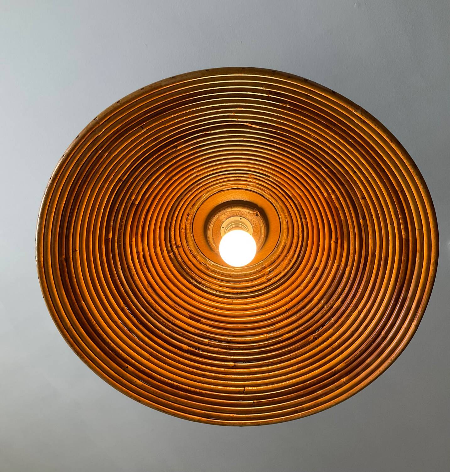 Large rattan pendant light from the 60s-70s