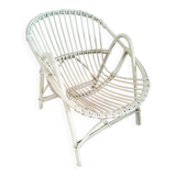 Fauteuil coquille en rotin blanc