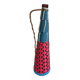 Scoubidou bottle with orange and blue and yellow brass handle 70s