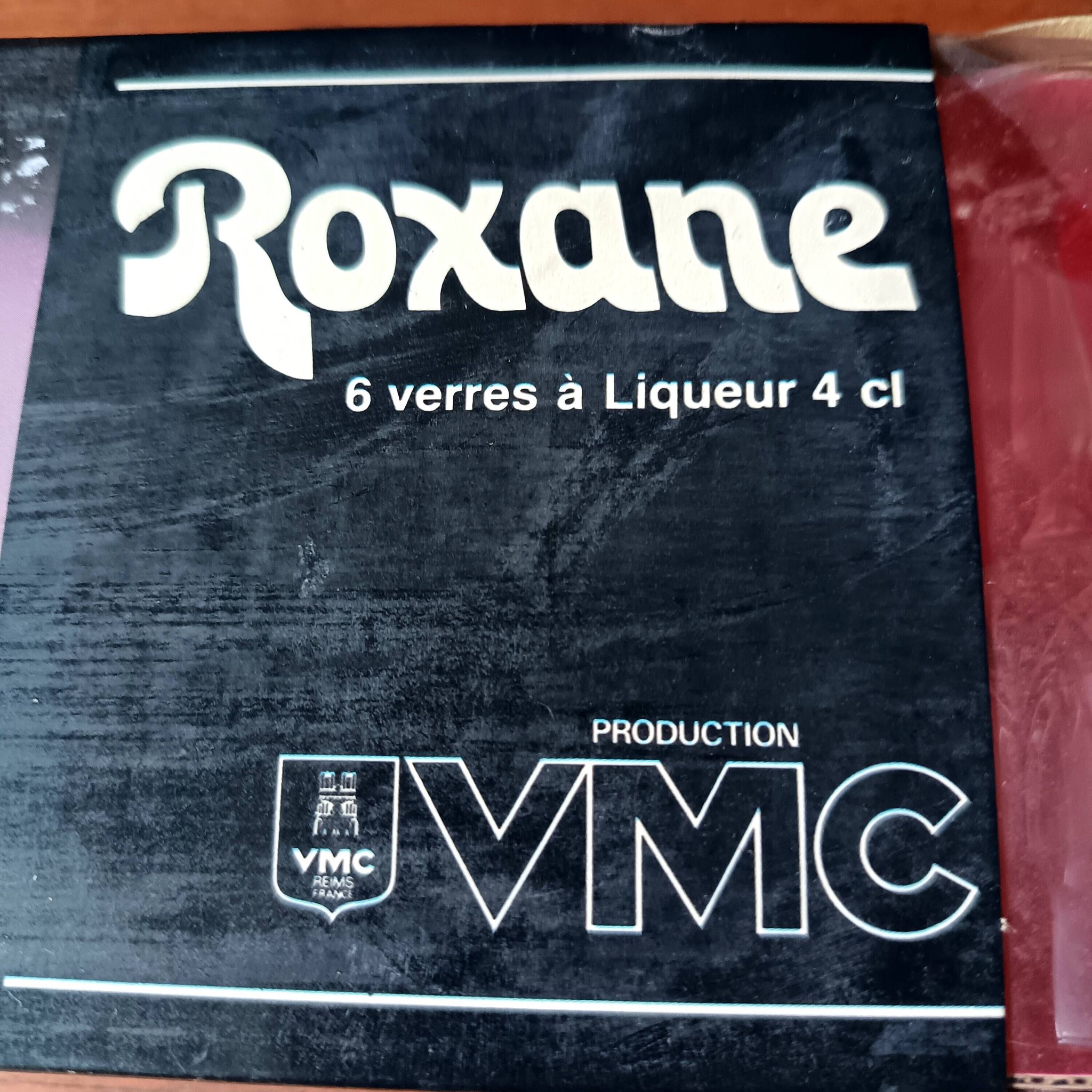 6 clear wine glasses VMC Reims France, teardrop, diamond Roxane 4 cl
