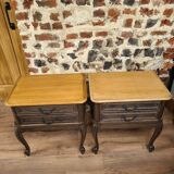 Pair of renovated solid wood bedside tables