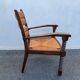 Vintage armchair in straw and brutalist wood