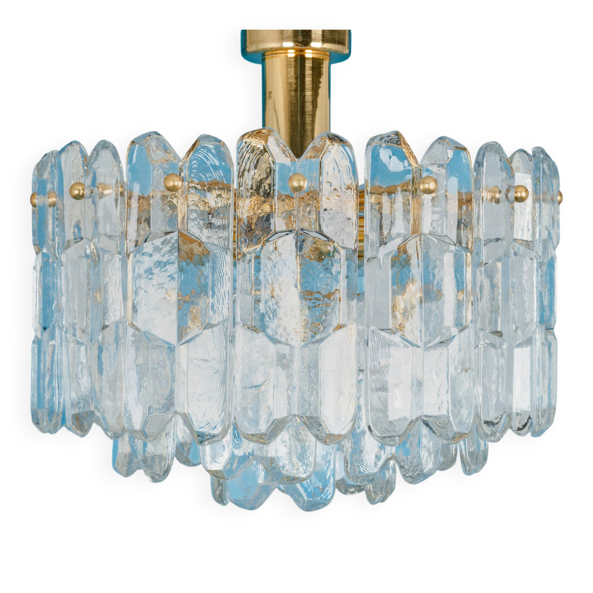 Murano glass light fixture in brass Palazzo, Kalmar, Austria, 1970s