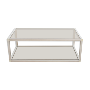 Table basse en aluminium et verres