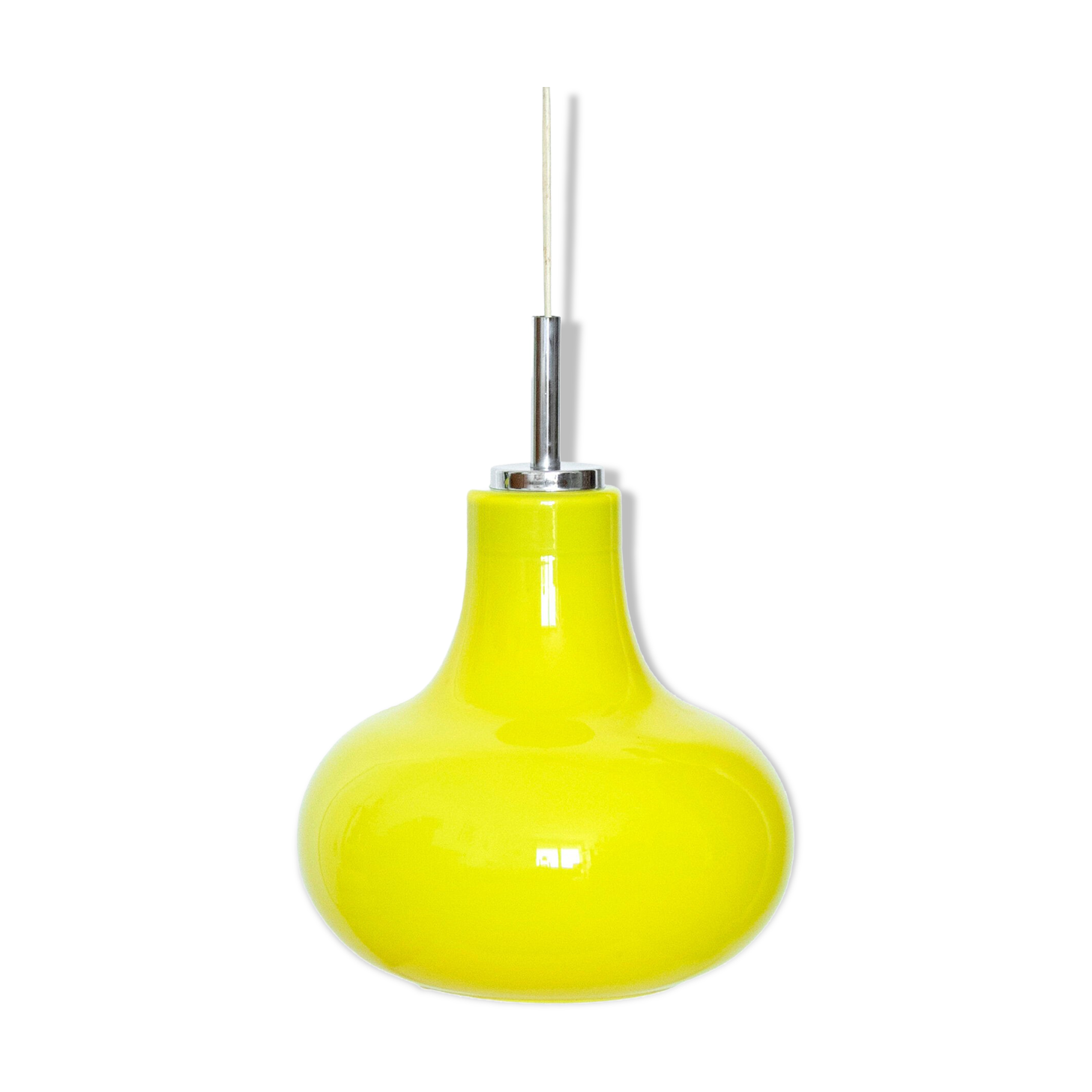 Vintage glass pendant lamp 70s yellow