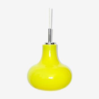Vintage glass pendant lamp 70s yellow