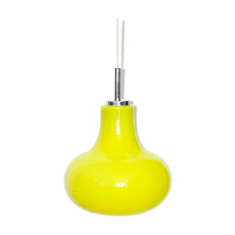 Vintage glass pendant lamp 70s yellow