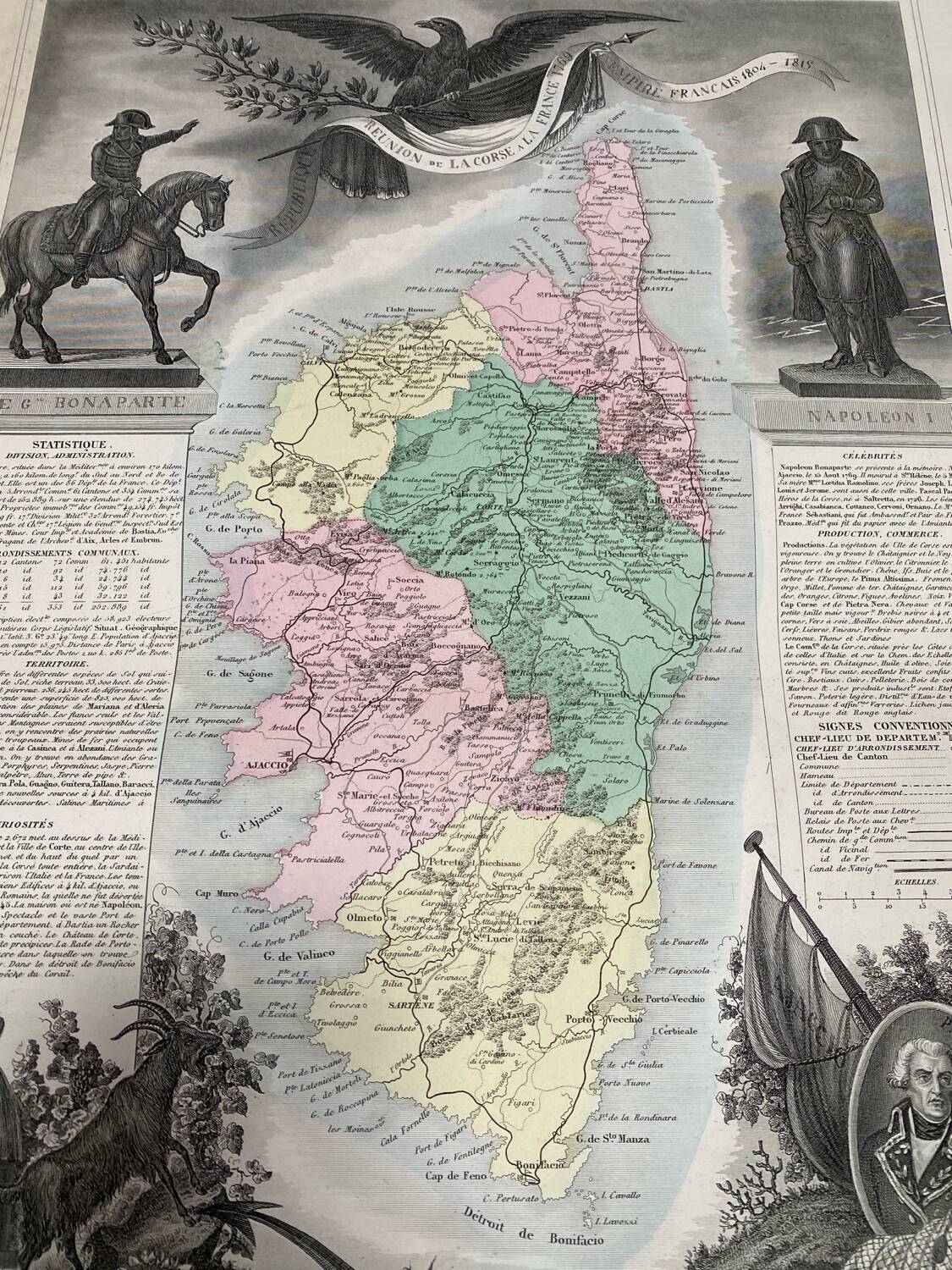 Old illustrated map of Corsica