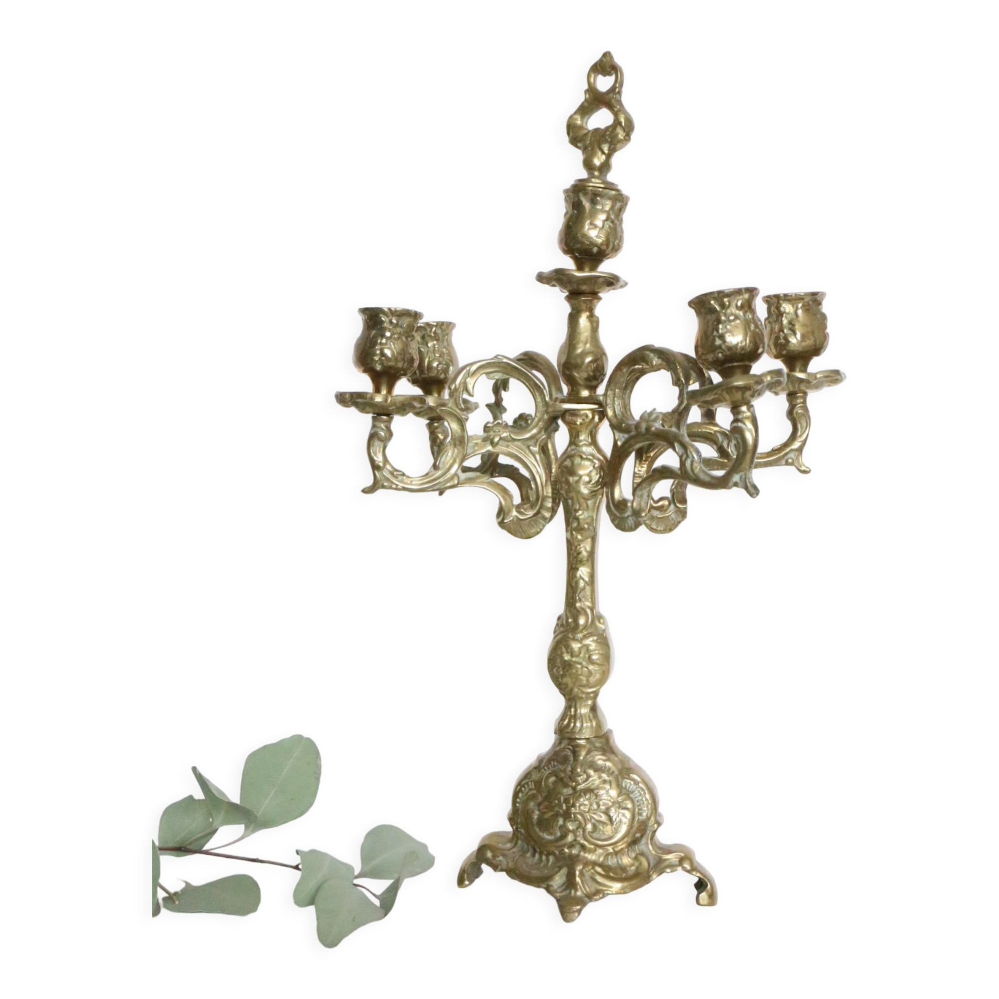 Candelabra and its smother, 5 lights, bronze