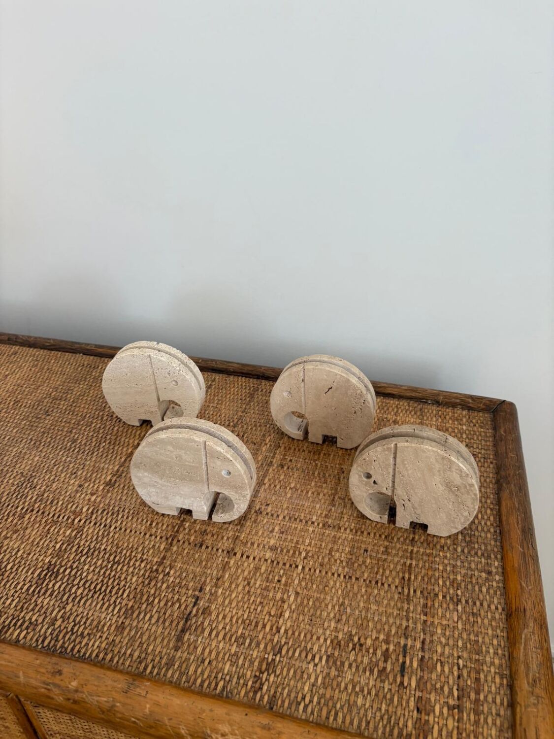 Set of 4 travertine elephants, Fratelli Mannelli, Italy, 1970s