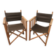 paire de fauteuils Safari bois et cuir
