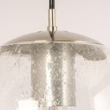 Small Limburg chrome pendant light with transparent glass ball, Germany, 1970s.