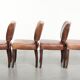 Set of 4 cognac-coloured cowleather dining chairs with decorative nails