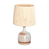 Lampe Grès du Marais, raffia lampshade, 60s