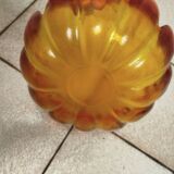 Very rare Indiana glass, amber lotus flower.