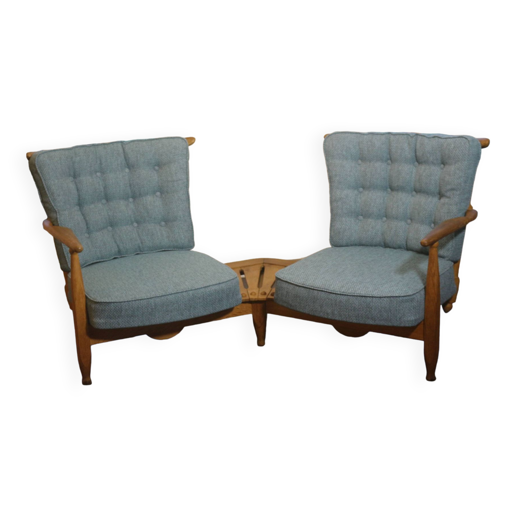 Fan bench by Guillerme and Chambron reupholstered